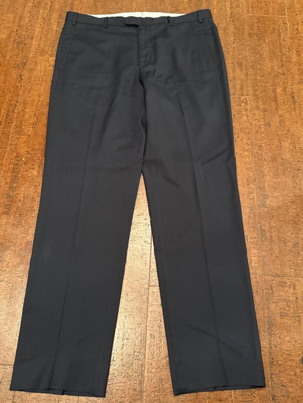 Zanella Men’s 38x34 Dark Navy Blue Flat-Front Classic Todd Dress Pants Trousers